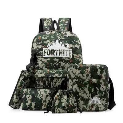 China Five-piece Camouflage Suit Waterproof Bag Fashion Casual Backpack Women Buy One Get Trend Five Backpack College Outdoor Wind Bag For Men for sale