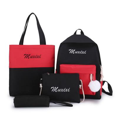 China 2019 Trending Wholesale OEM Waterproof Women School Backpacks For Teens Canvas Hair Ball Set Bag Buy One Get Four Girls Mochilas Boy China for sale