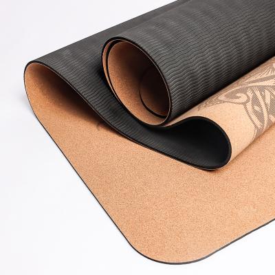 China Eco-friendly Cork Color Printed Yoga Mat Indoor Anti-Slip Line Position Mat Of Eco-friendly Natural Rubber Fitness Yoga for sale