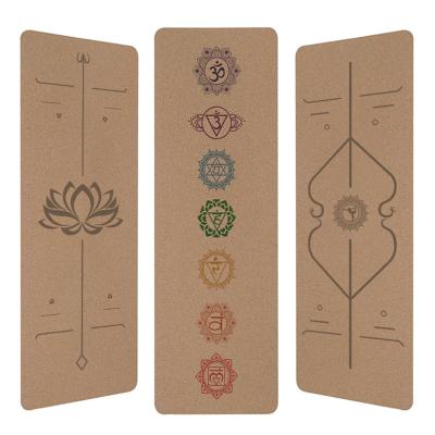 China New Design Eco-friendly Natural Rubber Fitness Yoga Mat Indoor Cork Color Printed Yoga Mat Position Anti-Slip Line for sale