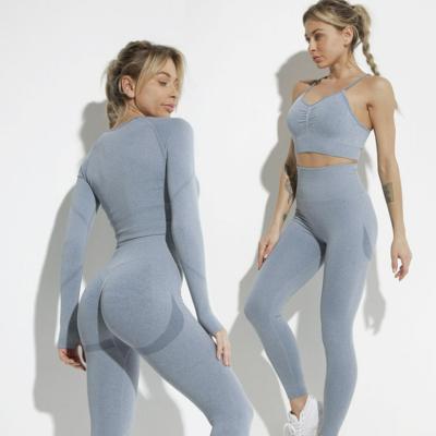 China Hot Sale Breathable Fashion Style Yoga Suit Sports Wear For Women Gym Workout Compression Sports Fitness Yoga Suit Nylon Sports Wear for sale