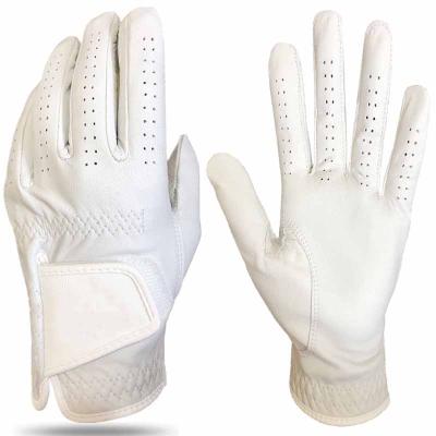 China Whole Sale Golf Gloves Accept Logo PU Lambskin Pure White Customized Soft Breathable Comfortable All Size Customize Golf Glove for sale