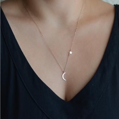 China Durable Simple Star Moon Jewelry Fashion Necklace Pendant Crescent Moon Necklace Women for sale