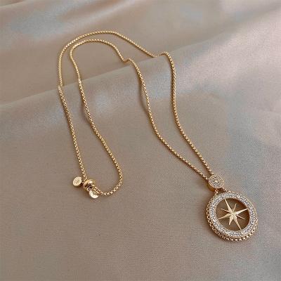 China Diamond Round Hollow Pendant Necklace Eight Adjustable Environmentally Friendly Women's Acute Star Crystal Necklace for sale