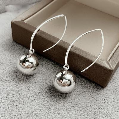 China Fine Jewelry Small Environmental Friendly Ball Birthday Gifts Silver Earrings 925 Sterling Silver Long Drop Earrings For Women for sale