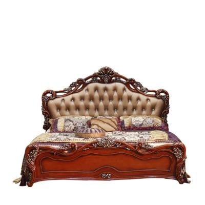 China Factory Direct Sales Durable American Leather Bed Luxury Bedroom Furniture Set Retro 1.8 Meters for sale