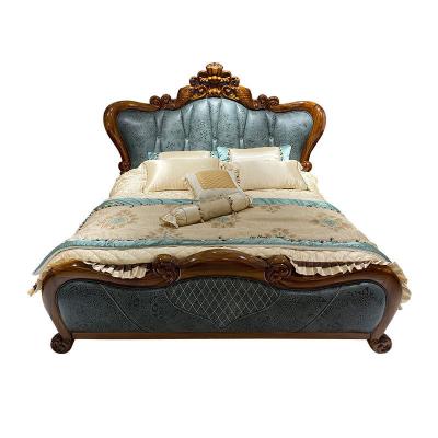 China 2022 Factory direct new ebony solid wood bed villa furniture set European direct elegant wedding double wooden bed carved for sale