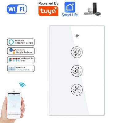 China Voice Control Smart Lamp Switch Real Time Status Shows Wifi Smart Control Tuya Life Rheostat Switch Touch Screen Smart Fan Smart Lamp Switch for sale