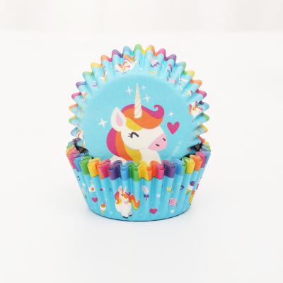 China Birthday Party Decoration Unicorn Cupcake Liners 50*30 Mm Disposable Standard Cupcake Paper Liners for sale