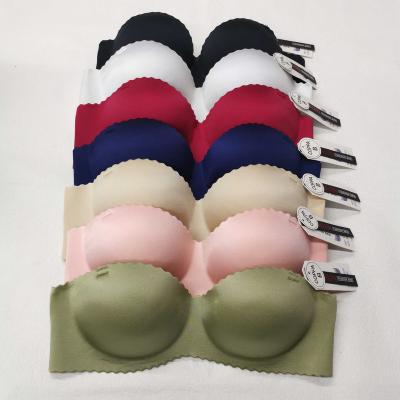 China Antibacterial Seamless Lingerie Tops Underwire BH Bra Super Push Up Strapless For Dress Big Cup Branded Bra Woman for sale