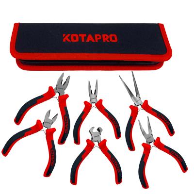 China 4.5 Inch Pliers Cutter 6pcs Mini Mixed Plier Set Combination with Zipper Bag for Household Use for sale