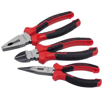 China Cushion-grip handles for greater torque and comfort; Household Tool Kit 3pcs Combination Long Nose Diagonal Cutting Pliers Set for sale