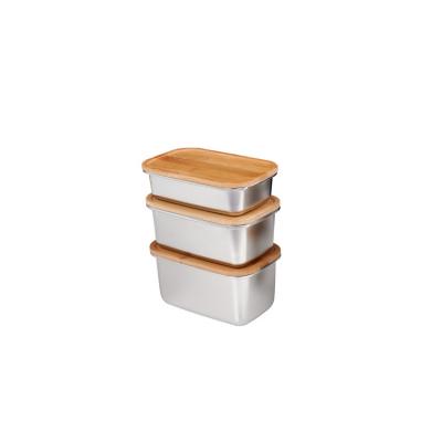 China Stocked Hot sales portable 304 stainless steel Leakproof lunch box With Bamboo Lid for sale