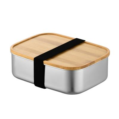 China Stocked Factory Price Multiple capacities 304 Stainless Steel Camping Lunch Box With Bamboo Lid for sale