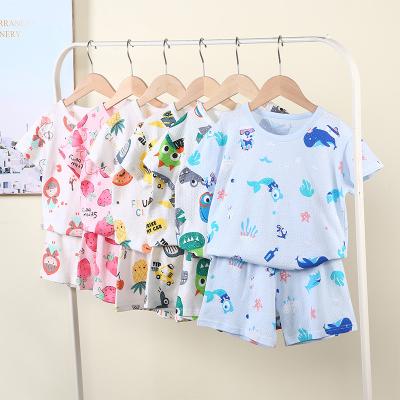 China 2021Summer New Cartoon Plus Size Cute Multicolor Children's Cotton Suit Short Sleeve Breathable Comfortable Comfortable for sale