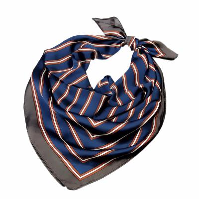 China Vintage Square Stripe Summer Women Long Silk Satin Feel Scarf for sale