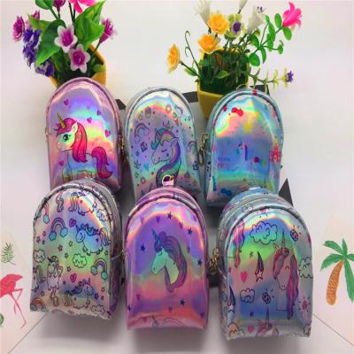 China Lady Zipper Leather Money Wallet Hologram Girls Change Unicorn Coin Purse Wallet Horse Kids Credit Card Holder Money Pouch Bag for sale