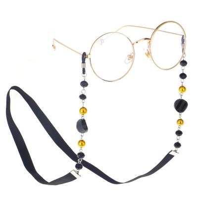 China For Decoration Gold Crystal Beads Sunglass Strap Eyeglass Tie Monocle Chain Sunglasses Chains for sale