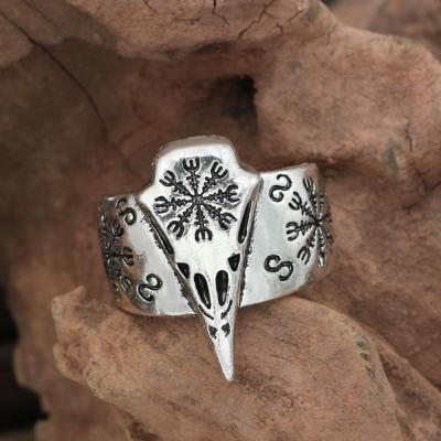 China For Raven Ring Odin's Rune Raven Rings Wholesale Decoration For Men's Bird Ring Viking Jewelry Viking Style Gift for sale