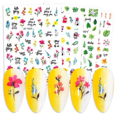 China Cheap Nail Art Gel Flower Leaves Stickers Summer Butterfly Designers Multi-design DIY Spring Eco-friendly Material For Lady Women Nail Decoration for sale