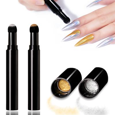 China New Air Cushion Design Nail Art Equipment 2 Colors Chrome Air Cushion Nail Pen Magic Mirror Effect Powder Pen for sale