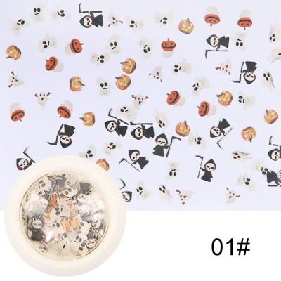 China Nail Wood Waste 6 Designs 3D Nail Art 2021 Colorful Wood Chip Flakes 50Pcs Halloween Art Sequins for sale