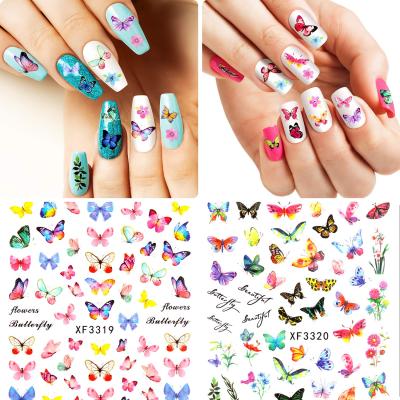 China 2021 New Good Eco-friendly Material DIY Pattern Colorful 3D Butterfly Nails Art Stickers For Nails Decoration for sale