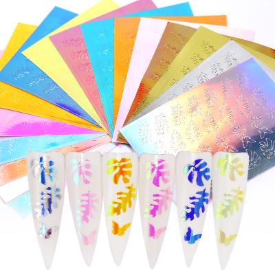 China Eco-Friendly Nail Reflections Tape Adhesive Sheets Nail Art Decals Decoration Leaves Fire Flame Nail Stickers DIY for sale