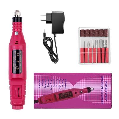 China US Plug 5 Colors Portable Handpiece Folder Grinder for Home Salon USA Plug Electric Nail Drill Machine Set with 6Pcs Drill Bit for sale