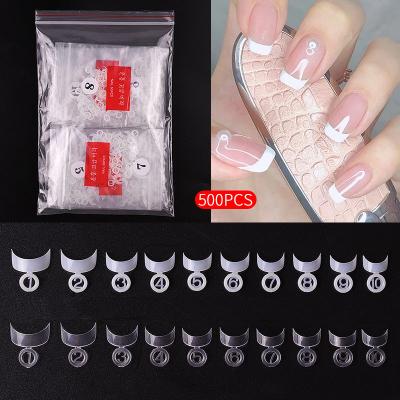 China False Nail Tips Crescent Shape False Tips French Short Style Half Acrylic Nails For Nail DIY And Salon Nail Art Manicure 500Pcs for sale