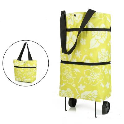 China Large Folding Shopping Trolley Rolled Festival Luggage Bag Folding Trolley With Wheels Travel Backpack With Wheels for sale