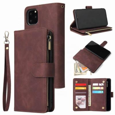 China iPhone13 Zipper Bag Multi-Card Multi-Card Mobile Phone Case 12promax Waterproof Multifunctional Bracket Flip Phone Case for sale