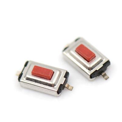 China 3*6*2.5mm Light Touch Switch Flat Head Foot Patch 2 Pin Button Switch Red White Wrapped TP for sale