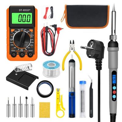 China Multimeter Digital Display Electric Welding Iron Set Pencil Grip Temperature Adjustable Maintenance 21pcs Set for sale