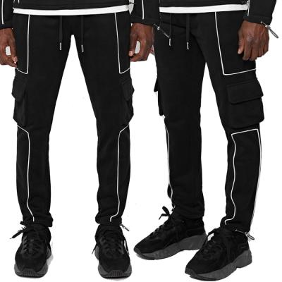 China Wholesale High Quality Custom Cargo Panty Cotton Anti-Wrinkle Mens Joggers Pants With Reflective Piping for sale