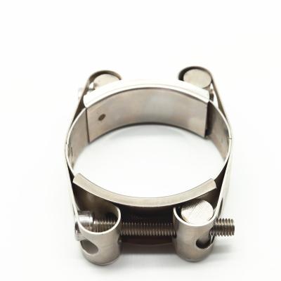 China Stainless Steel Double Bolt Pipe Clamp Heavy Duty Double Bolt Pipe Clamp Type Heavy Duty Pipe Clamp Type for sale