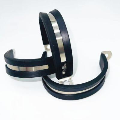 China Connection Galvanized Stainless Steel Rubber Lined Pipe Clamp for sale