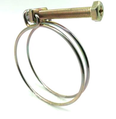 China Heavy Duty Fuel Hose Compression Galvanized Steel Spring Connection Buckle Banded Clips Self Clamping Wire Line Double Clamp for sale