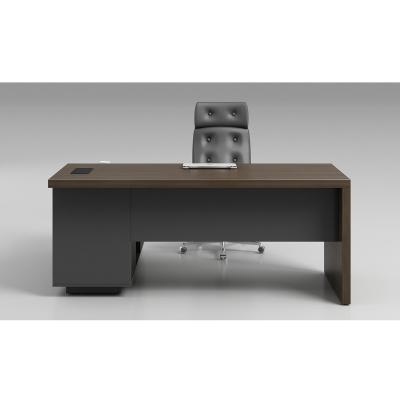 China Economical 1.8M Modern Design L Shape Wooden Executive Corner Office Desk With Cabinet Back for sale