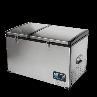 China Alpicool BCD80 Fridge Car Refrigerator 80L Dual Temperature/Independent Control Aluminum Mini Fridge for sale