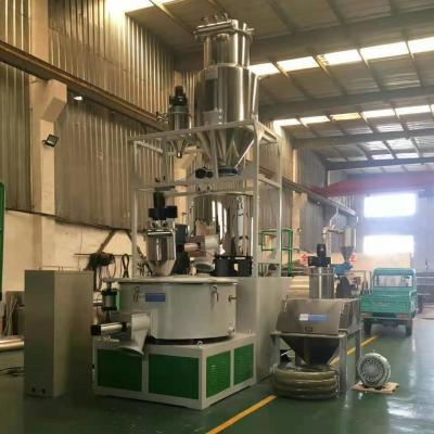 China PVC plastic raw material mixing 400-800KG/H 55/11KW large volume plastic mixer machine unit for PVC compound powder mixing for sale