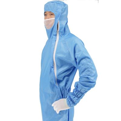 China New Designed Anti-static Siamese Clothes Esd Coveralls Cleanroom Hooded Esd Suit for sale