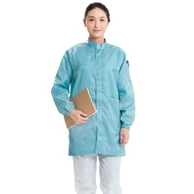 China Processing Esd Worker Coat Electrostatic Esd Coat Green Dust-free Striped for sale