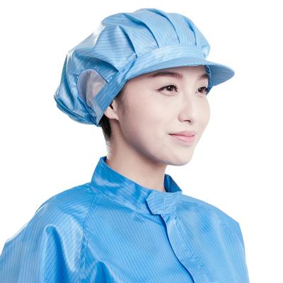 China Wholesale blue 0.5 stripe conductive silk anti-static work hat, suitable for various industries à venda