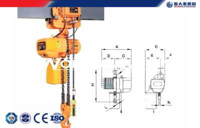 Chine 12m sonne la grue à chaînes électrique 220v de 5 tonnes/bas la grue électrique d'espace libre à vendre