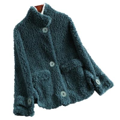 China Official Lady Trench Wool Shearing Teddy Jacket HW5067 Anti-Wrinkle Winter Woman Fur Jacket Sheep Shearing Coat YOUANNA for sale