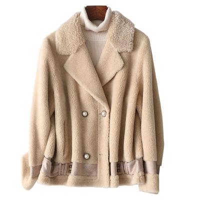 China Official Lady Trench Wool Shearing Teddy Jacket HW2046 Real Winter Anti-Wrinkle Women's Jacket YOUANNA Sheep Shearing Coat for sale