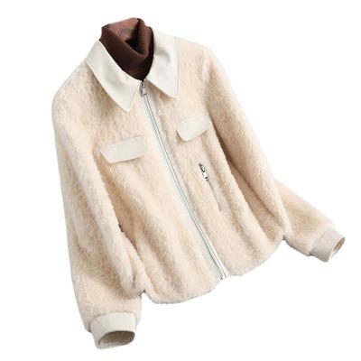 China YOUANNA Anti-Wrinkle Winter Woman Woolen Jacket Sheep Shearing Coat Official Lady Trench Teddy Jacket HW5071 for sale