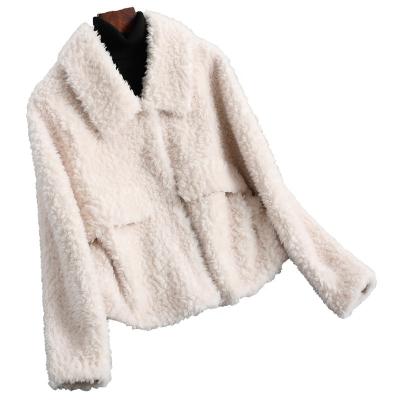 China Official Lady Trench Wool Shearing Teddy Jacket HW5059 Anti-Wrinkle Winter Woman Fur Jacket Sheep Shearing Coat YOUANNA for sale