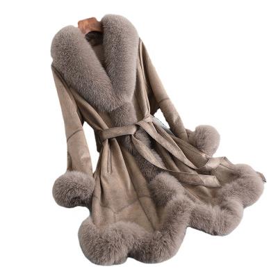 China YOUANNA Luxury Anti-wrinkle Women Winter Rabbit Skin Fur Coat Lady Fur Striped Long Jacket Fur Coat HW2021-1 for sale